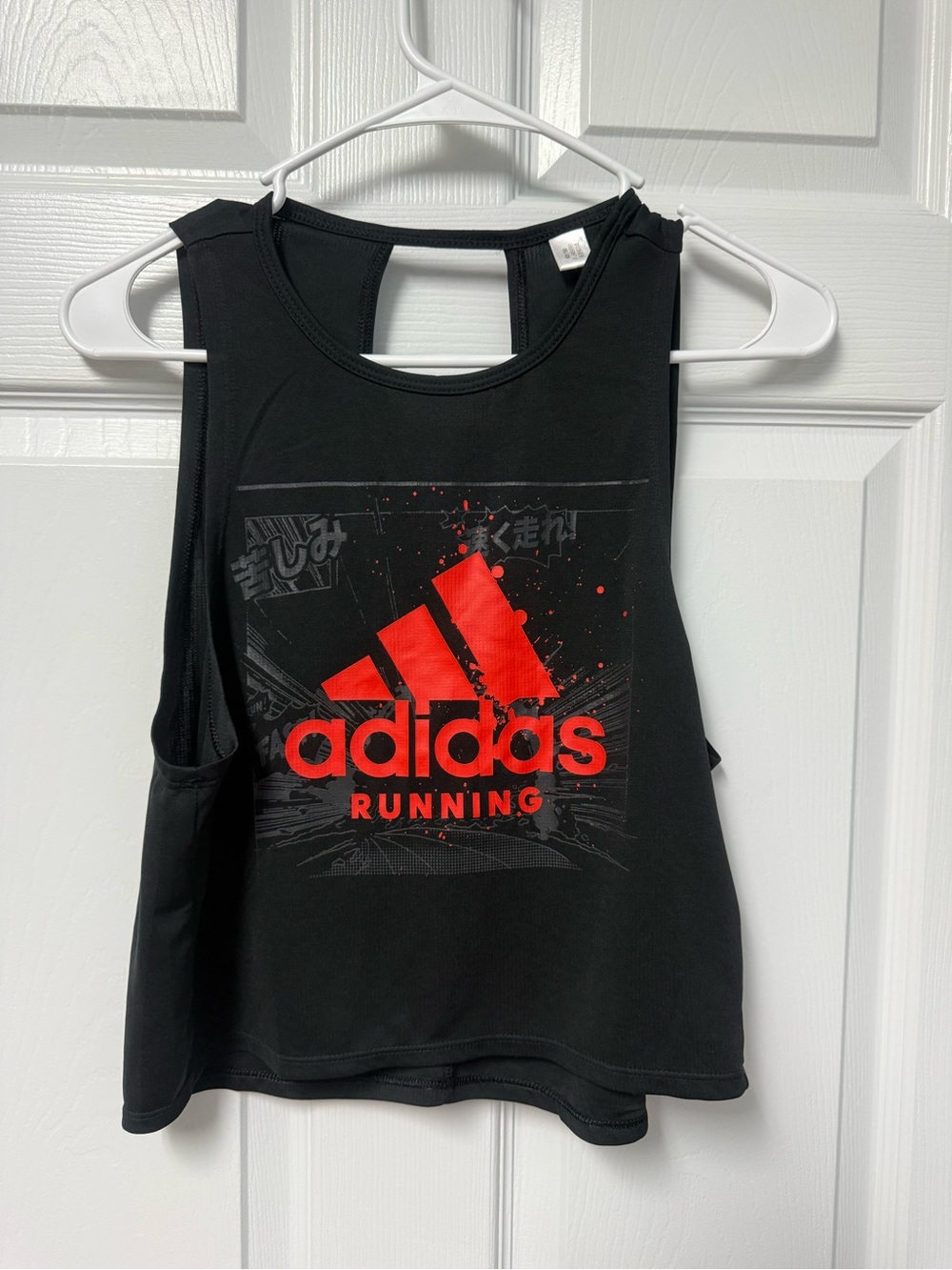 adidas Black Tank Top with Red Logo Graphic